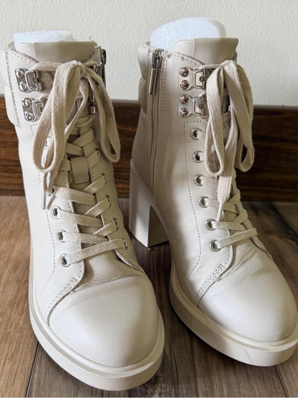 Steve Madden White Leather Booties